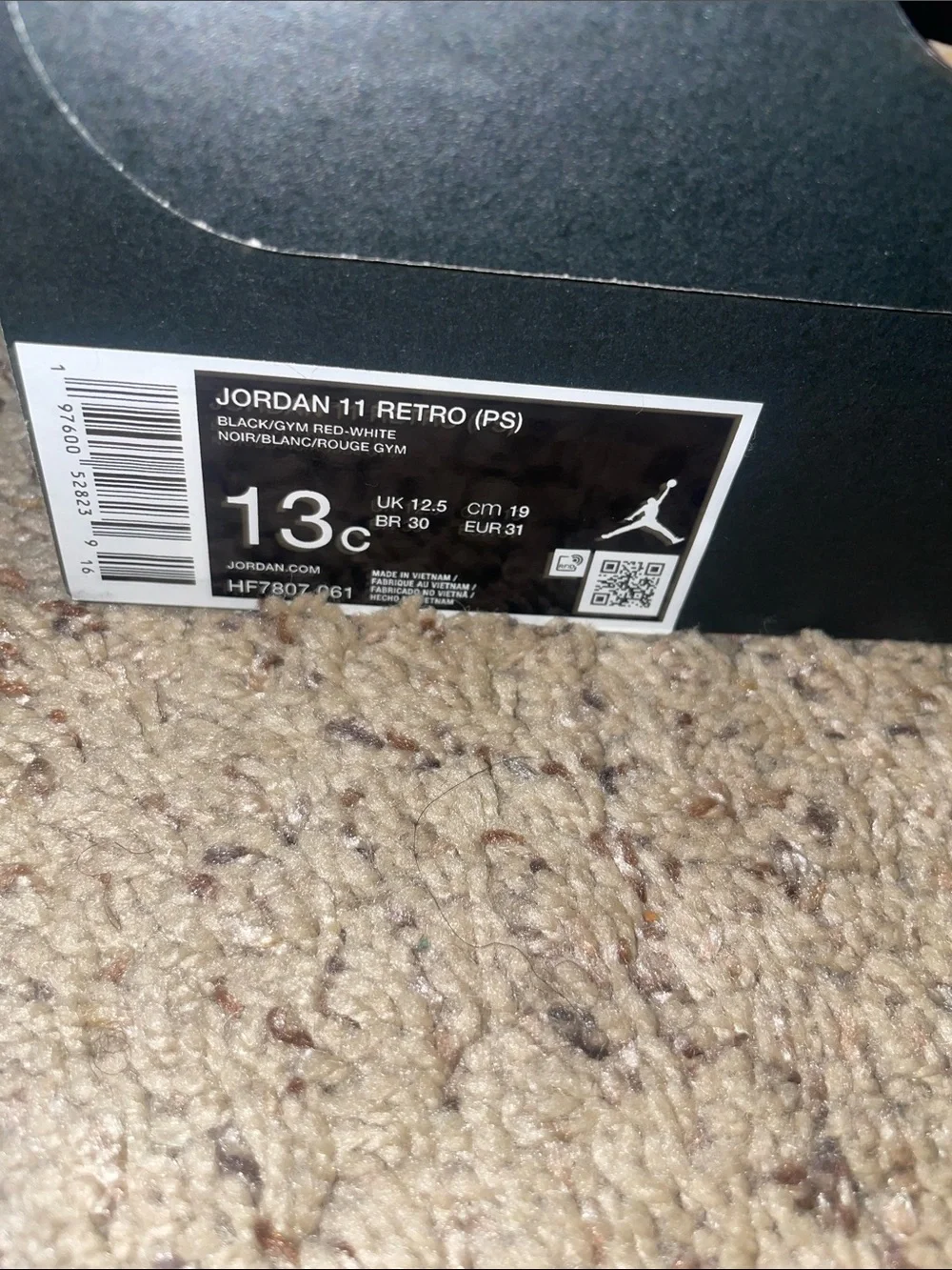 Kids Jordan 11 Retro (PS) Black and Red Sneakers
